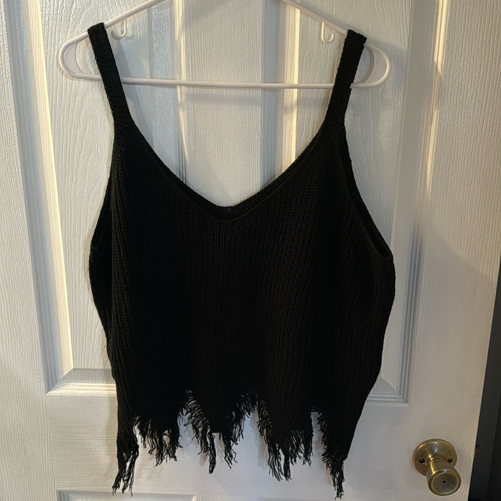 Shein Curve Cropped Tank Top.  Distressed.